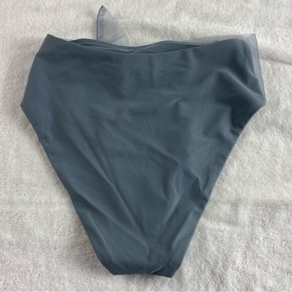 Anthropologie Bikini Bottoms High-Waisted Steel Blue Embroidered Sz S NWOT - Picture 6 of 9